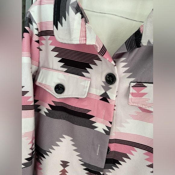 Boutique Not Branded Aztec Southwestern Button Jacket  Woman's SZ L Pink Black - Picture 14 of 16